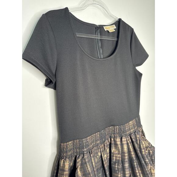 Michael Michael Kors Black Bubble Hem Plaid Skirt Dress hoilday formal Size 12 - Picture 7 of 12